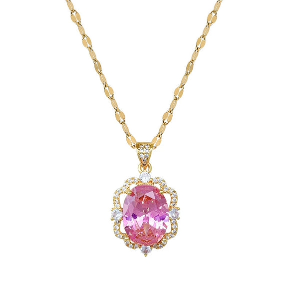Wholesale Necklace Stainless Steel Geometric Pattern Microinlaid Light Luxury Elegant Unisex Collarbone Chain