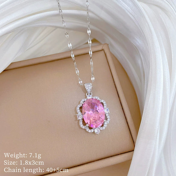 Wholesale Necklace Stainless Steel Geometric Pattern Microinlaid Light Luxury Elegant Unisex Collarbone Chain