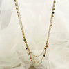 Wholesale Necklace Stainless Steel Geometric Retro Bohemian Style Double Layer With Pearl Color Bead Pendant Electroplated