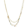 Wholesale Necklace Stainless Steel Geometric Retro Bohemian Style Double Layer With Pearl Color Bead Pendant Electroplated