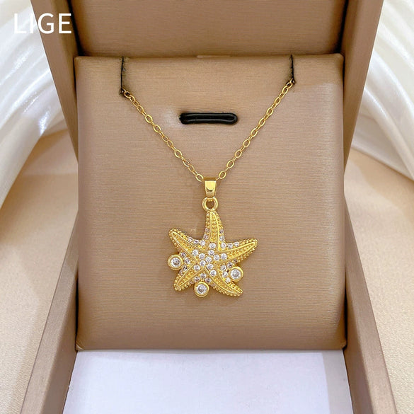 Wholesale Necklace Stainless Steel Geometric Sea Star Pattern For Women