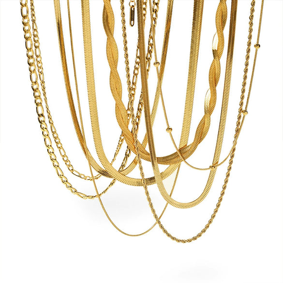 Wholesale Necklace Stainless Steel Geometric Simple Stacked Multi Layer Bone Twist Electroplated For Women