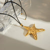 Wholesale Necklace Stainless Steel Geometric Starfish Pendant Electroplated Black Wax Rope Retro Style For Women