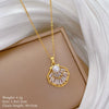 Wholesale Necklace Stainless Steel Geometric Style Hollow Shell Pearl Full Diamond Unisex