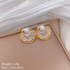 Wholesale Necklace Stainless Steel Geometric Style Hollow Shell Pearl Full Diamond Unisex