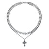 Wholesale Necklace Stainless Steel Geometric Vintage Punk Double Layer Snake Bone Chain Cross For Men With Oil Treatment