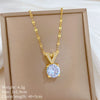 Wholesale Necklace Stainless Steel Geometric Vshaped Square Diamond Pendant Unisex