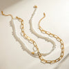 Wholesale Necklace Stainless Steel Glass Pearl Geometric Pattern Electroplating For Women