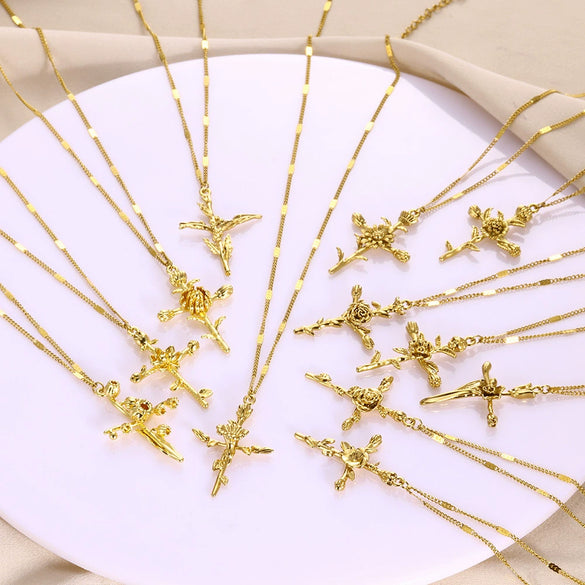 Wholesale Necklace Stainless Steel Gold Electroplated With Letters Numbers Text Pattern