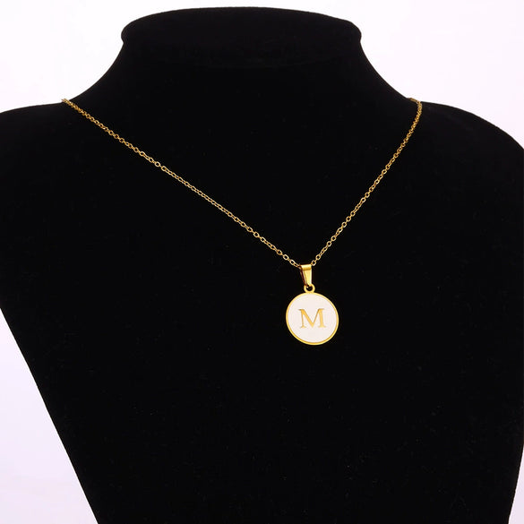 Wholesale Necklace Stainless Steel Gold Ochain Letter Pendant Electroplating Style