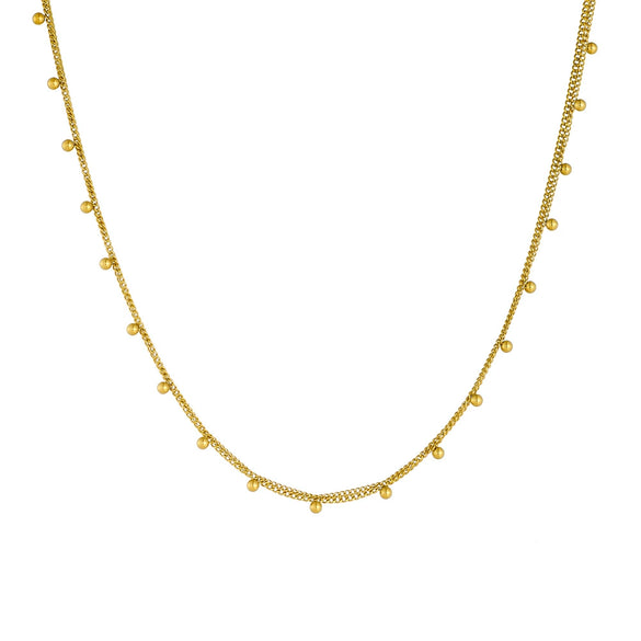 Wholesale Necklace Stainless Steel Gold Plated Geometric Doublelayer Round Bead Chain For Women
