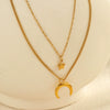 Wholesale Necklace Stainless Steel Gold Plated Geometric Star Moon Retro Style
