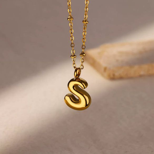 Wholesale Necklace Stainless Steel Gold Plated Letter Pendant Unisex