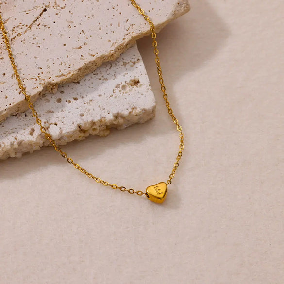 Wholesale Necklace Stainless Steel Gold Plated Love Letter Peach Heart Shaped For Women