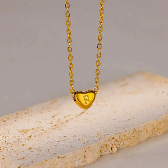Wholesale Necklace Stainless Steel Gold Plated Love Letter Peach Heart Shaped For Women