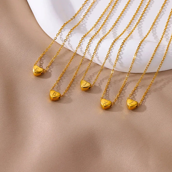 Wholesale Necklace Stainless Steel Gold Plated Love Letter Peach Heart Shaped For Women