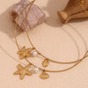 Wholesale Necklace Stainless Steel Gold Plated Starfish Scallop Conch Pearl Pendant For Female