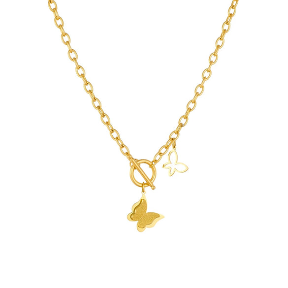 Wholesale Necklace Stainless Steel Goldplated Butterfly Cut Out Retro Fashion For Women