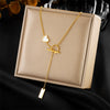Wholesale Necklace Stainless Steel Goldplated Pearl Love Eyes Butterfly Pendant Heart Shape