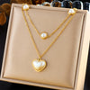 Wholesale Necklace Stainless Steel Goldplated Pearl Love Eyes Butterfly Pendant Heart Shape