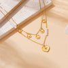 Wholesale Necklace Stainless Steel Goldplated Pearl Love Eyes Butterfly Pendant Heart Shape