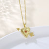 Wholesale Necklace Stainless Steel Heart Shape 18K Gold Electroplated Mixed Gem Inlay For Women