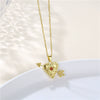 Wholesale Necklace Stainless Steel Heart Shape 18K Gold Electroplated Mixed Gem Inlay For Women