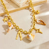 Wholesale Necklace Stainless Steel Heart Shape Pendant 18K Gold Plated O Word Chain For Women's Personality Style