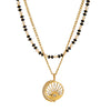 Wholesale Necklace Stainless Steel Imitation Pearl Bead String Eye Pendant Retro Geometric Style Titanium Steel Electroplated