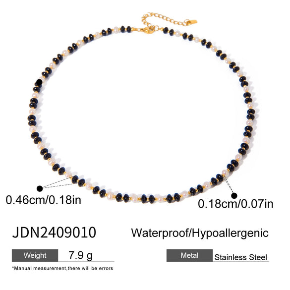 Wholesale Necklace Stainless Steel Imitation Pearl Bead String Eye Pendant Retro Geometric Style Titanium Steel Electroplated