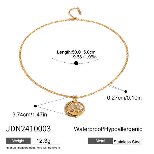 Wholesale Necklace Stainless Steel Imitation Pearl Bead String Eye Pendant Retro Geometric Style Titanium Steel Electroplated
