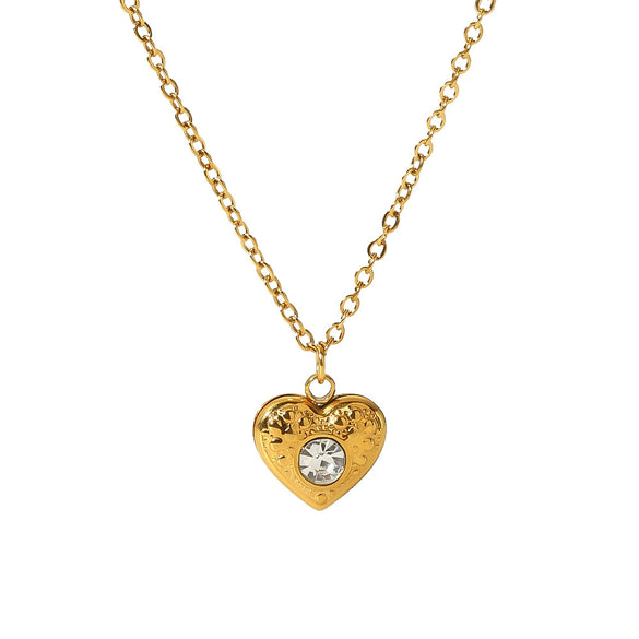 Wholesale Necklace Stainless Steel Inlaid Zircon Heart And Fivepointed Star Geometric Pendant Electroplated For Women