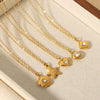 Wholesale Necklace Stainless Steel Inlaid Zircon Heart And Fivepointed Star Geometric Pendant Electroplated For Women