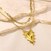 Wholesale Necklace Stainless Steel 18K Gold Electroplating Double Layer Cross Chain Love Pendant
