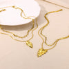 Wholesale Necklace Stainless Steel 18K Gold Electroplating Double Layer Cross Chain Love Pendant