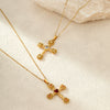 Wholesale Necklace Stainless Steel 18K Gold Geometric Cross Pendant Electroplated For Women
