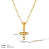 Wholesale Necklace Stainless Steel 18K Gold Plated Cross Set Zircon Geometric Light Luxury Style