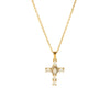 Wholesale Necklace Stainless Steel 18K Gold Plated Cross Set Zircon Geometric Light Luxury Style