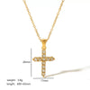 Wholesale Necklace Stainless Steel 18K Gold Plated Cross Set Zircon Geometric Light Luxury Style