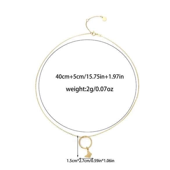 Wholesale Necklace Stainless Steel 14K Gold Plated Geometric Animal Zodiac Pendant O Chain Minimalist Style For Women