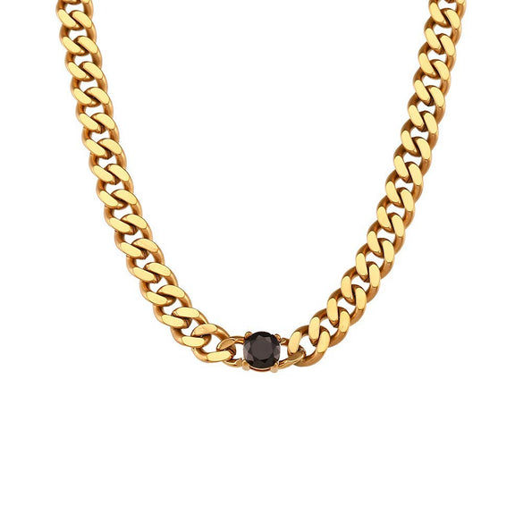Wholesale Necklace Stainless Steel 18K Gold Plated Geometric Microencrusted Color Zirconium For Women