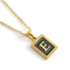Wholesale Necklace 316L Stainless Steel 18K Gold Plated Letter Square Pendant For Women