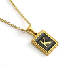 Wholesale Necklace 316L Stainless Steel 18K Gold Plated Letter Square Pendant For Women