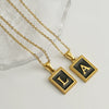 Wholesale Necklace 316L Stainless Steel 18K Gold Plated Letter Square Pendant For Women