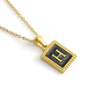 Wholesale Necklace 316L Stainless Steel 18K Gold Plated Letter Square Pendant For Women