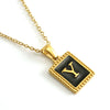 Wholesale Necklace 316L Stainless Steel 18K Gold Plated Letter Square Pendant For Women