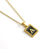 Wholesale Necklace 316L Stainless Steel 18K Gold Plated Letter Square Pendant For Women