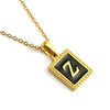 Wholesale Necklace 316L Stainless Steel 18K Gold Plated Letter Square Pendant For Women