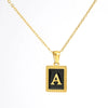 Wholesale Necklace 316L Stainless Steel 18K Gold Plated Letter Square Pendant For Women