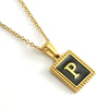 Wholesale Necklace 316L Stainless Steel 18K Gold Plated Letter Square Pendant For Women